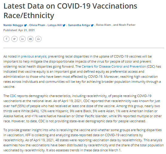 Latest Data on COVID-19 Vaccinations Race/Ethnicity