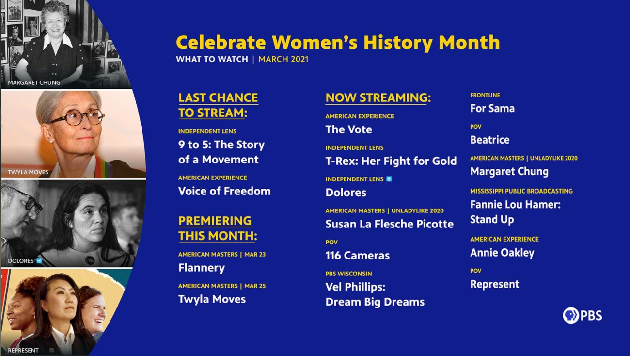 PBS What to Watch Women's History Month