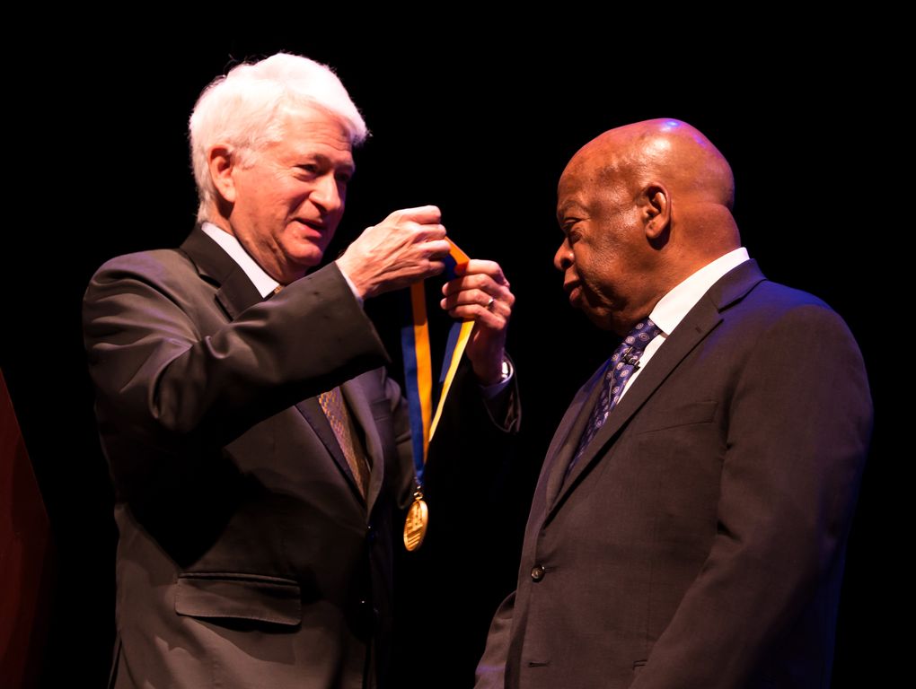 UCLA Chancellor Gene Block bestows the UCLA Medal on Congressman John Lewis