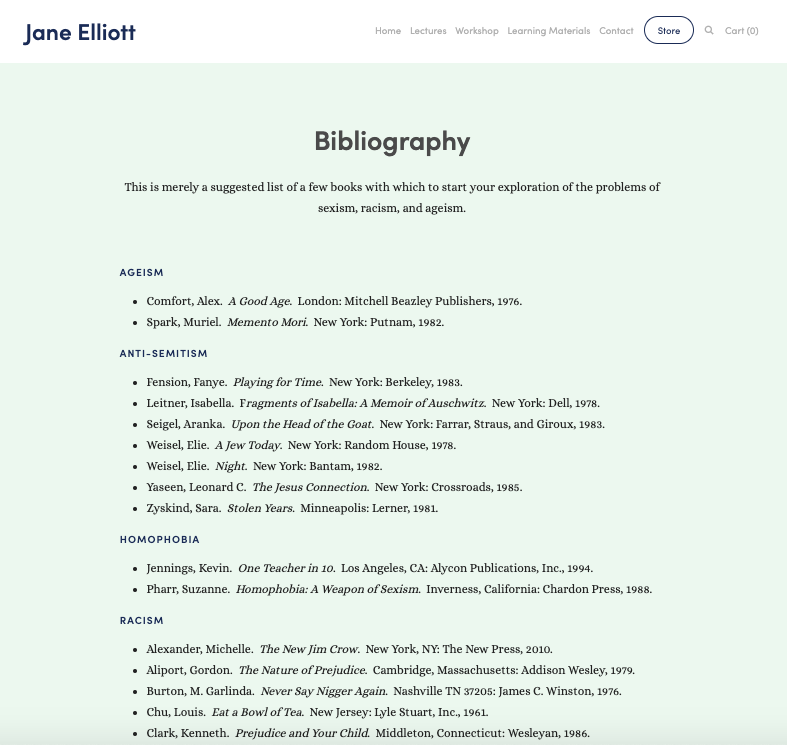Jane Elliott bibliography